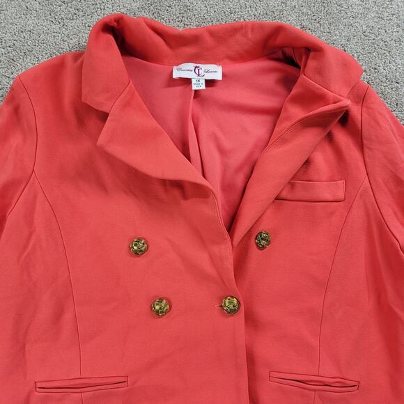 VTG Countess Luann Womens Cropped Blazer 1X Coral Double Breasted Notched Lapel - Picture 13 of 15